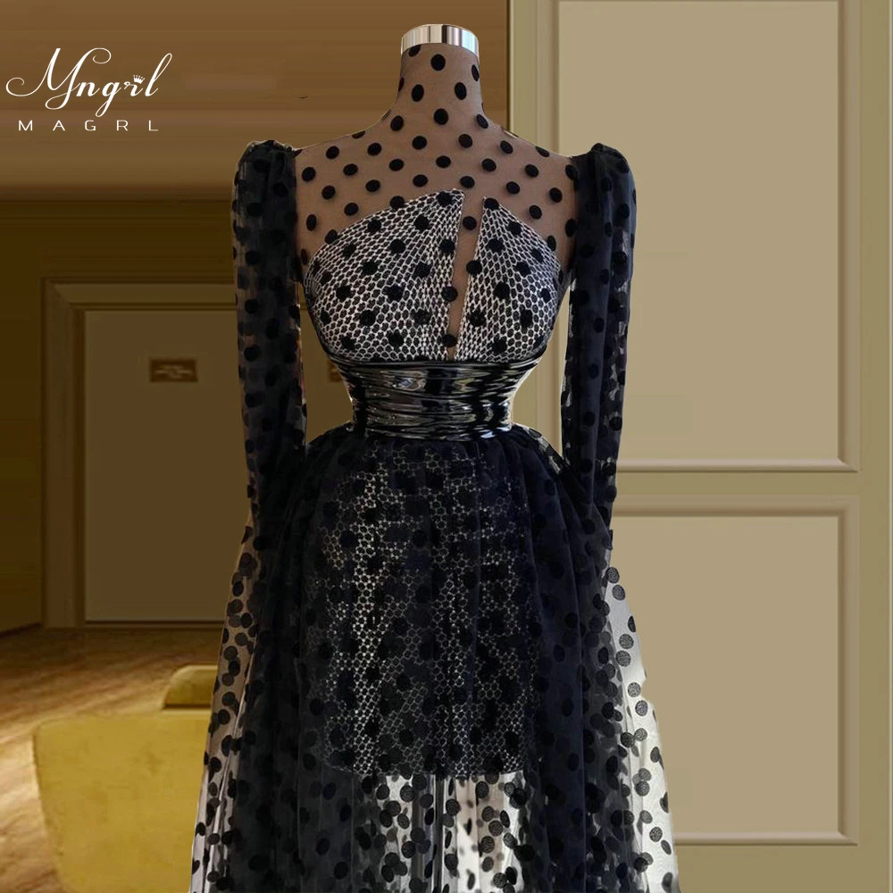 

MNGRL Luxury Evening Dress One-shoulder Long Sleeves Hand-applied Diamonds Glittering 2021 New Evening Dress Party Dress