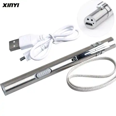 USB Перезаряжаемый светодиодный фонарик высокого качества, мощный светодиодный мини-фонарик XML, водонепроницаемый дизайн, ручка с металличе...