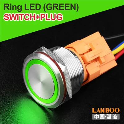 G Ring Button Plug 25 мм SPST 12 вольт led подсветкой DPDT мини кнопочный переключатель для мусора - Цвет: G Ring Button Plug