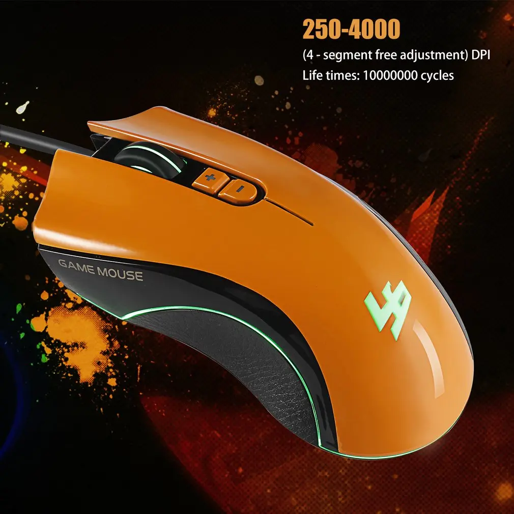 

Игровая мышь с 4 кнопками, 5D 250-4000 DPI, 5 В, 2021 мА, 4 кнопки, USB-порт