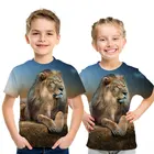 Летняя Детская 3D футболка с животными, львом, волком, тигром, лошадью, котом, леопардовой расцветки, галактика, огнем, брендовая дизайнерская футболка для мальчиков и девочек