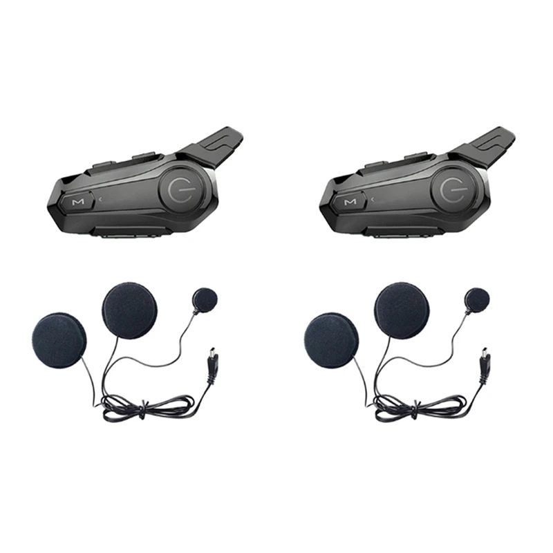 

2X Motorcycle Bluetooth Helmet Intercom Universal Pairing Interphone Headset With CNC Noise Reduction Function A