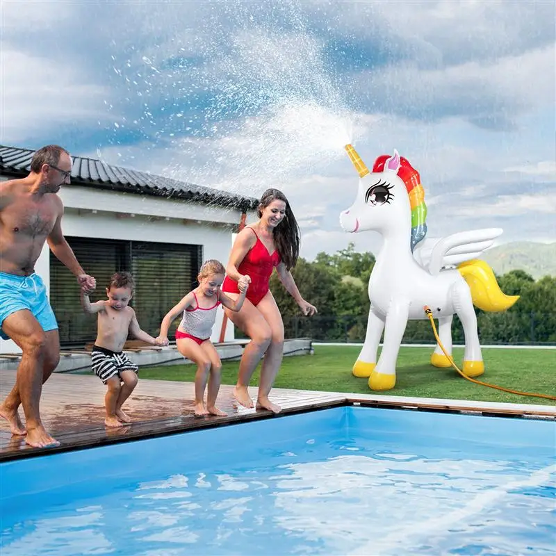 

IBASETOY 150cm PVC Inflatable Unicorn Sprinkler Water Spraying Toy Splashing Spout Summer Supplies For Swimming Pool Garden Lawn