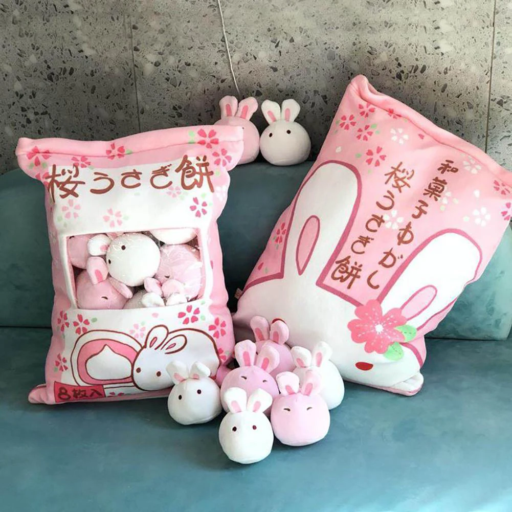 

1Bag Plush Mini Rabbit Dolls Pudding Lapin Toys Simulation Innovative Snack Doll Soft Sofa Pillow Home Decoration(Bunny) Girls