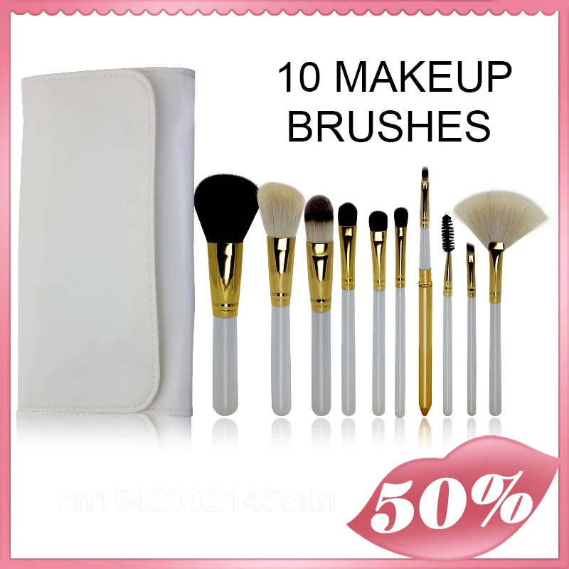 

10 шт., набор кистей для макияжа с сумкой