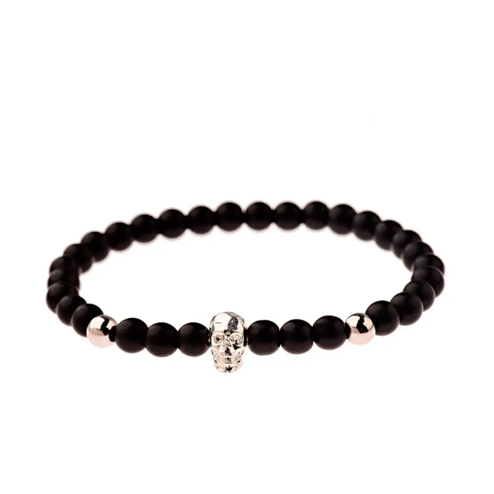 CARTER LISA Charm панк мужские золотые эластичные браслеты с черепами набор