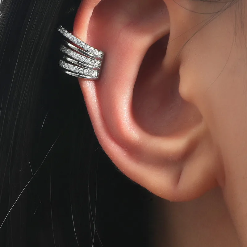 

Zircon Multilayer Non-hole Earrings Clip for Women Girl Party Charm Jewelry