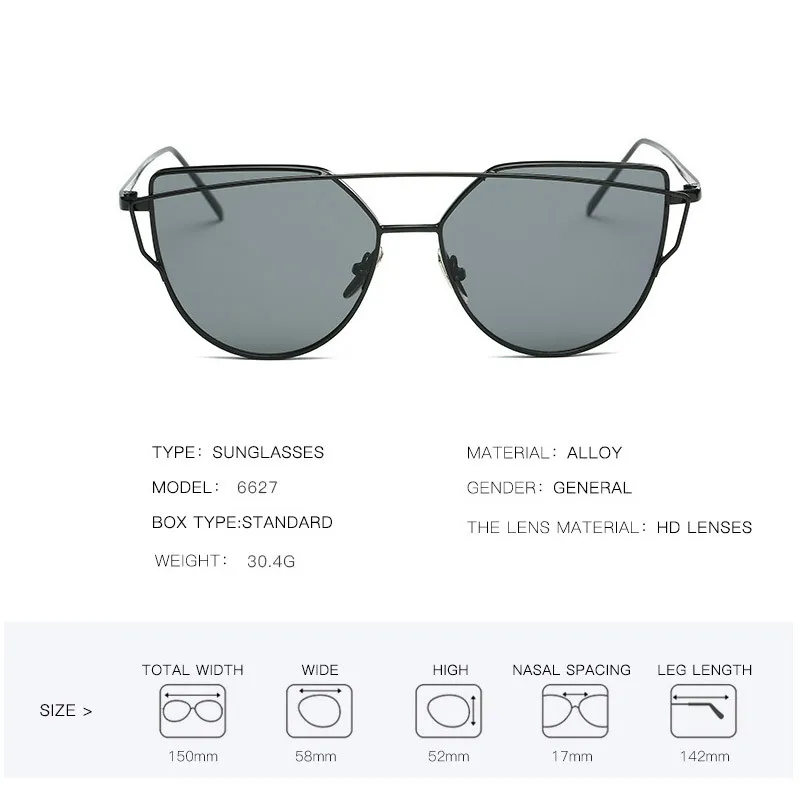 Женское зеркало для взрослых солнцезащитные очки из сплава со звездами с