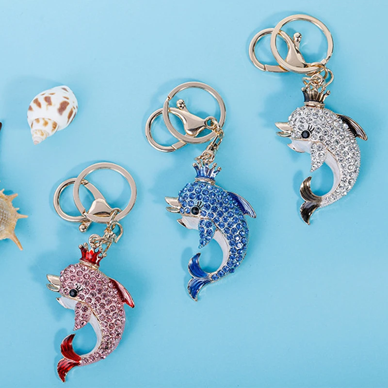 Изящные Подвески с дельфинами в виде короны брелки прозрачными красными