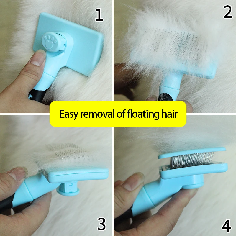 

Pet Dog Hair Removal Combs Self Cleaning Brush Professional Grooming Brush for Dogs Cats Dense Needle Quick Clean Comb