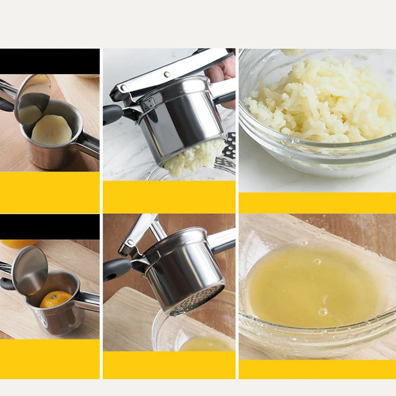 

Multi-Function Potato Masher Stainless Steel Potato Silicone Grip Manual Juicer High Quality Durable Kitchen Tools New