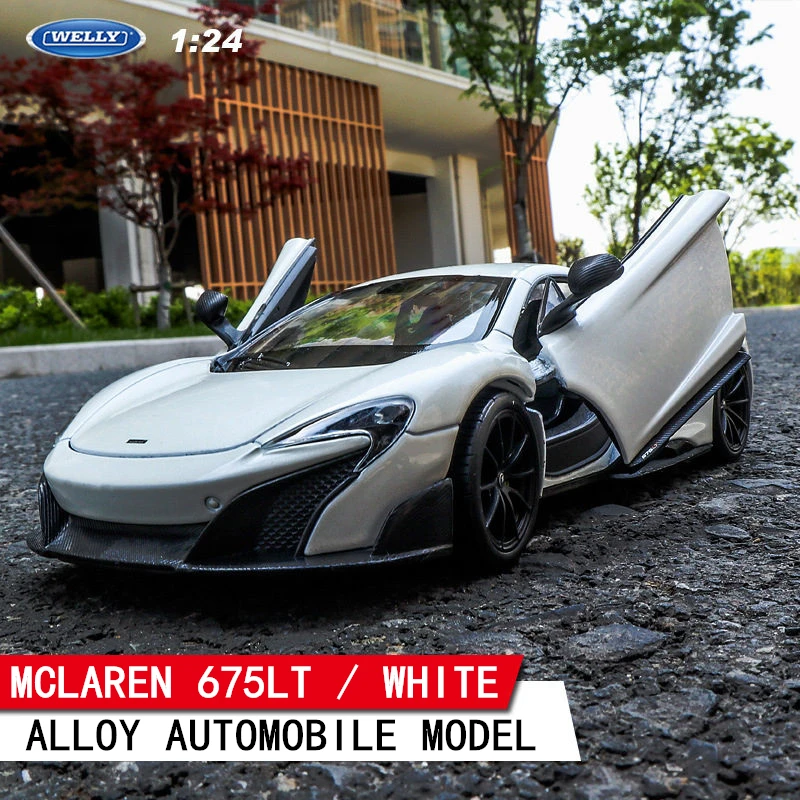 McLaren 675LT Welly 1:24 mlaren 675LT украшение автомобиля коллекция Подарочная игрушка Литье под давлением модель игрушка для мальчиков - Цвет: McLaren 675LT