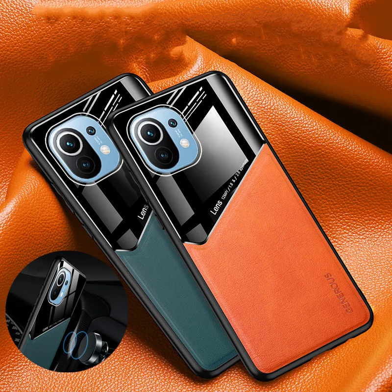 

For Xiaomi 11 Case Luxury Leather Texture Magnetic shockproof Bumper Cover For Mi 10T Lite Note 10 Pro Rugged Armor Cases Shell