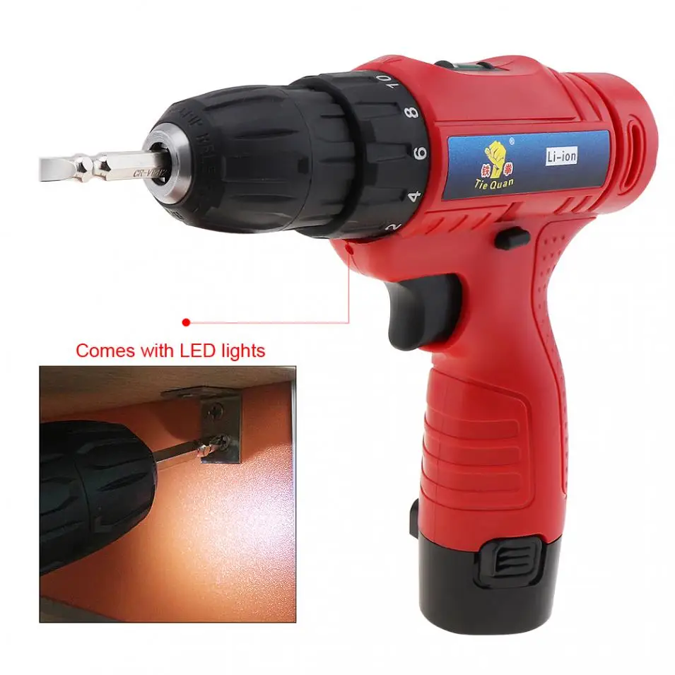 12V Cordless Electric Drill Screwdriver Power Tools with Rotation Adjustment Switch 18 Gear Torque for Handling Screws Punching |
