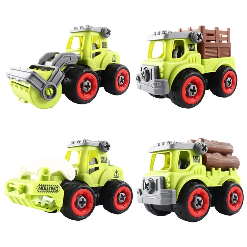 

Сборный фермерский автомобиль, набор из 4 тракторов для транспортировки древесины, бульдозер, ролик, легкая сборка, детская игрушка Монтесс...