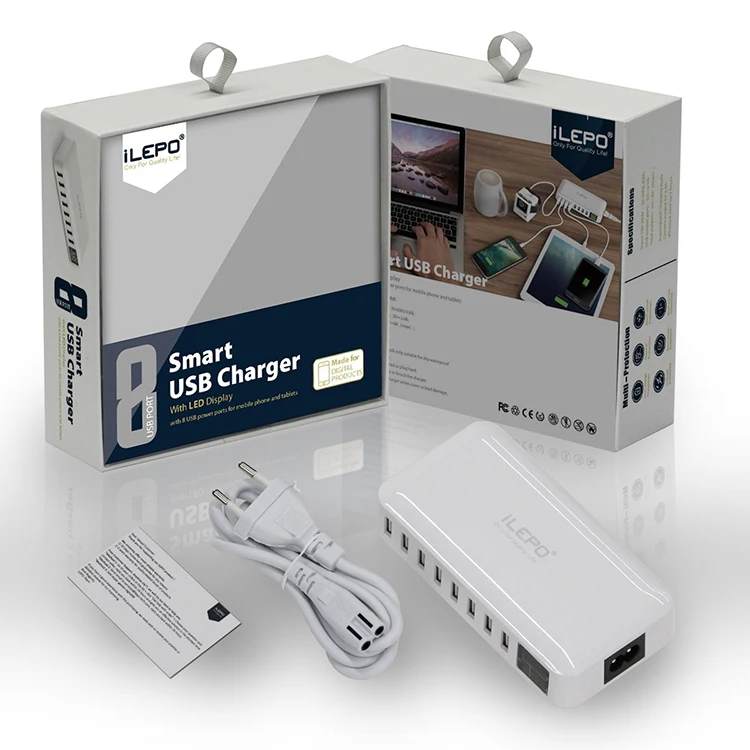 ILEPO 60 Вт 8 портов USB быстрое зарядное устройство QC3.0 HUB умная Быстрая зарядка со