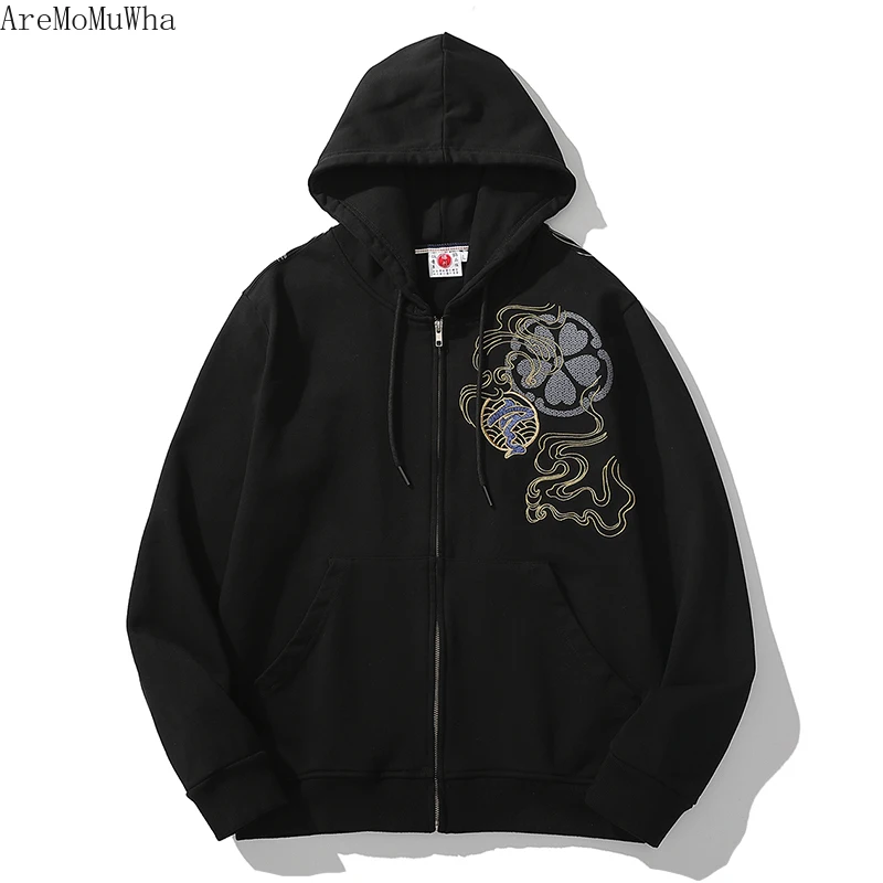 

2021 Spring and Autumn New Chinese Style Embroidery National Zipper Cardigan Hoodies Sweatshirts Men's Youth Personality XXXL