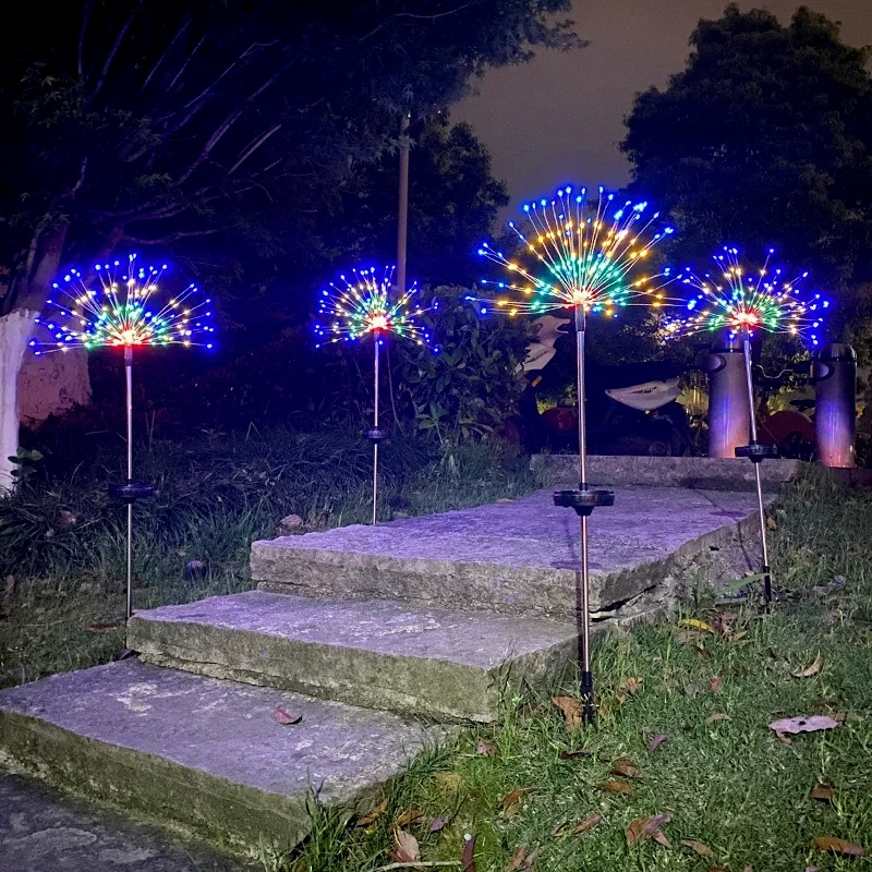 

Solar Ground Plug Firework Light Outdoor Lawn Dandelion Fairy Tale Garden Light String 90/120/150 LED Landscape Christmas