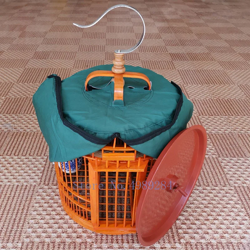 Креативная деревянная птичья клетка ручной работы Бамбуковая с аксессуарами