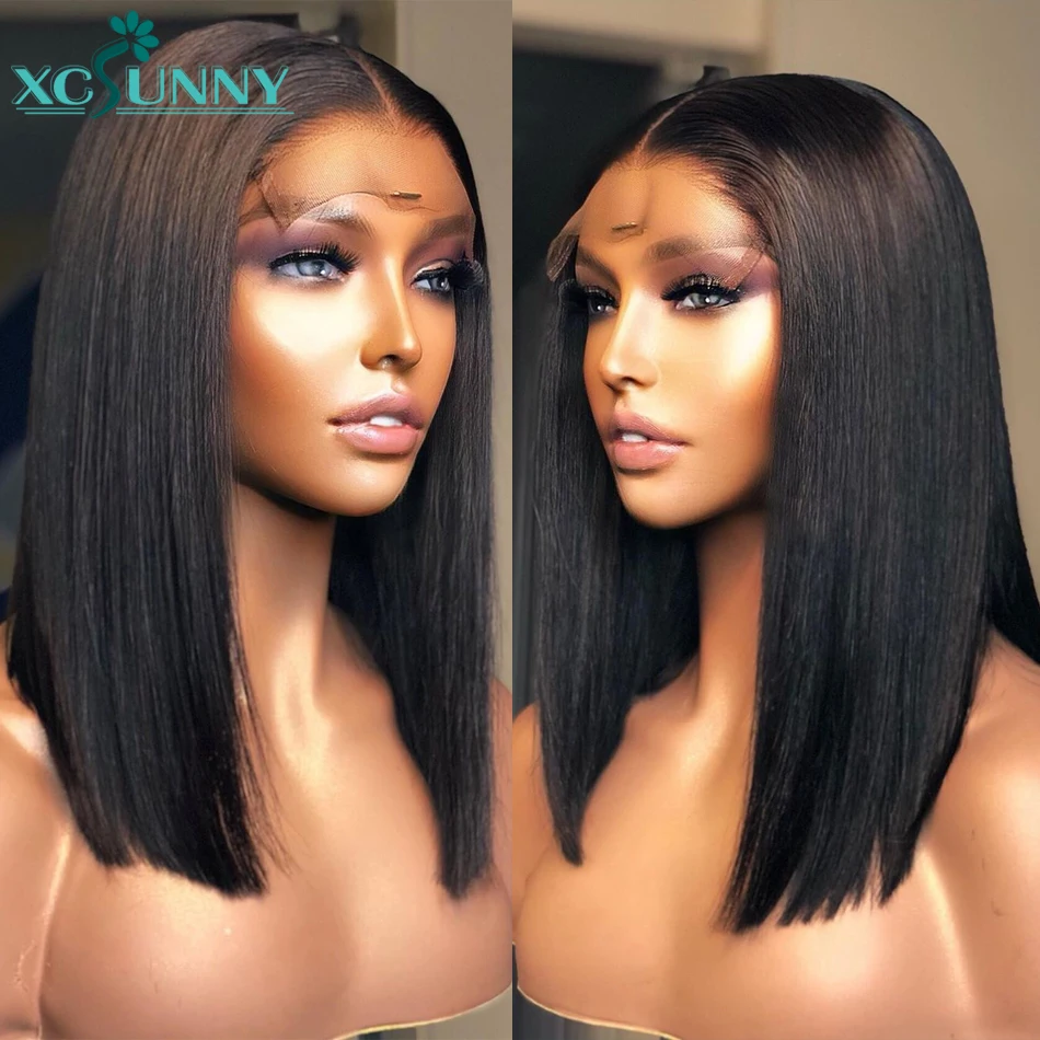 13x4 Frontal Wig Straight Bob Lace Front Wigs Human Hair Short 4x4 Lace Closure Wig Remy Brazilian Hair For Women xcsunny