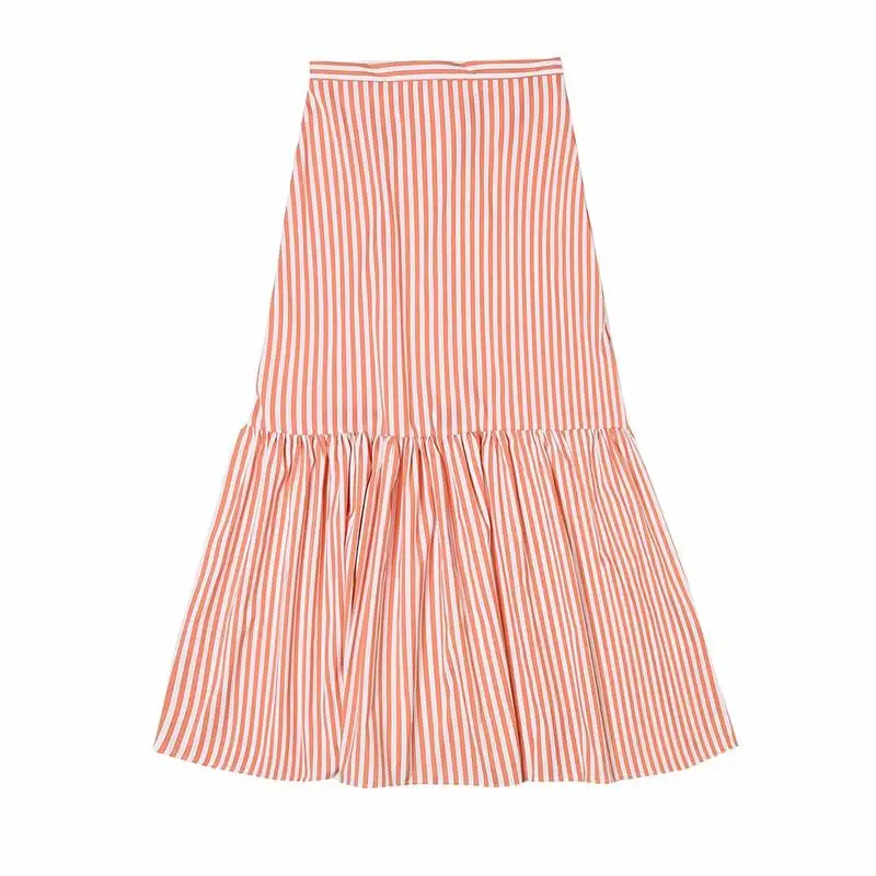 

2 Pieces ZA Summer Women Sets Striped Printed Tops+Skirts 2021 Elegant Sleeveless Bandage Shirt Casual V-Neck Tops Chic Dress