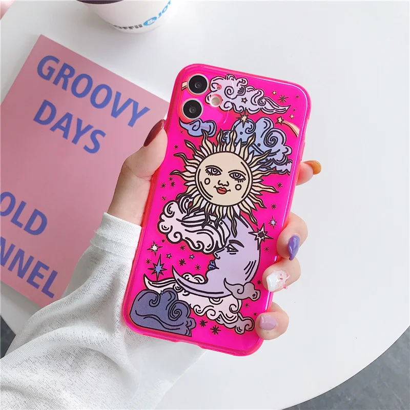 Чехол для телефона Kowkaka с флуоресцентным покрытием лица от солнца iPhone 11 Pro X XR XS 7 8