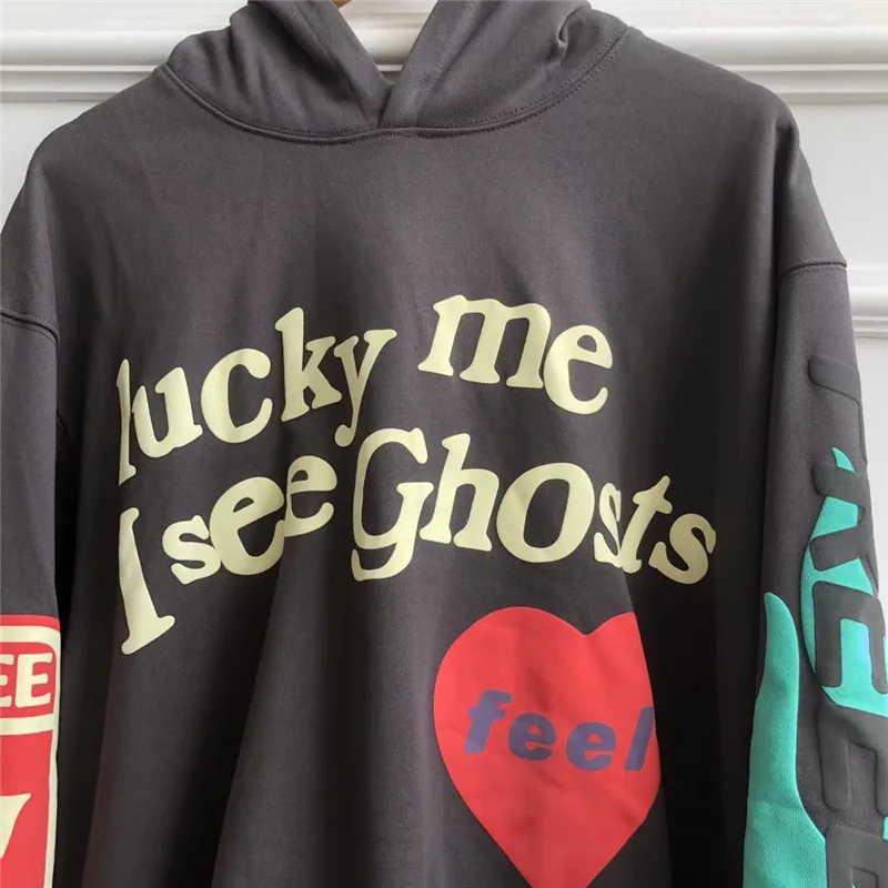 Kanye West/Детская толстовка с капюшоном и надписью SEE GHOSTS FREEEE пуловер принтом I See Ghosts