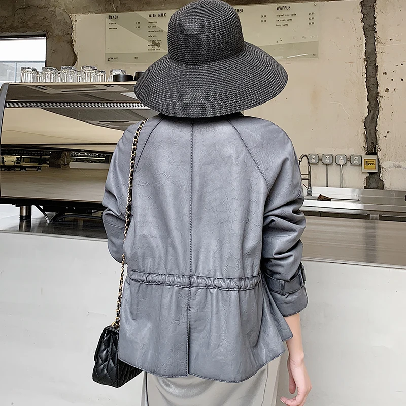 

JCHB 2021 genuine Haining spring new leather coat women's short sheepskin jacket slim casual coat fashion