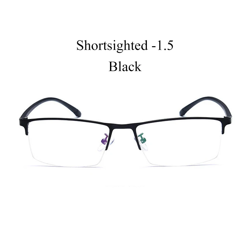 IBOODE металлическая полуоправа близорукость очки для женщин и мужчин близорукие очки женские мужские очки для близоруких квадратные очки - Цвет оправы: Black Myopia 1.5