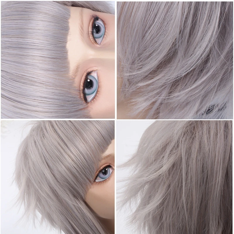 Парик для косплея из аниме бродячие псы с короткими серебристыми и серыми