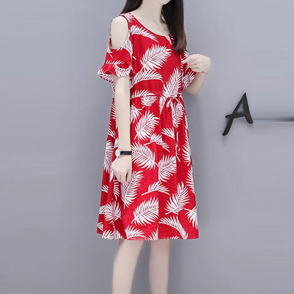 Платье женщин O-образный вырез Повседневного 2020 Платья с коротким рукавом Вадимы