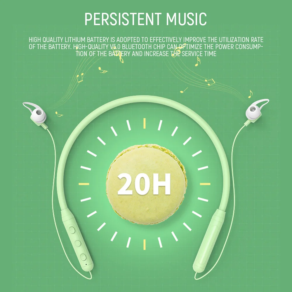 Беспроводные Bluetooth наушники с шейным ободом и микрофоном магнитная качественная