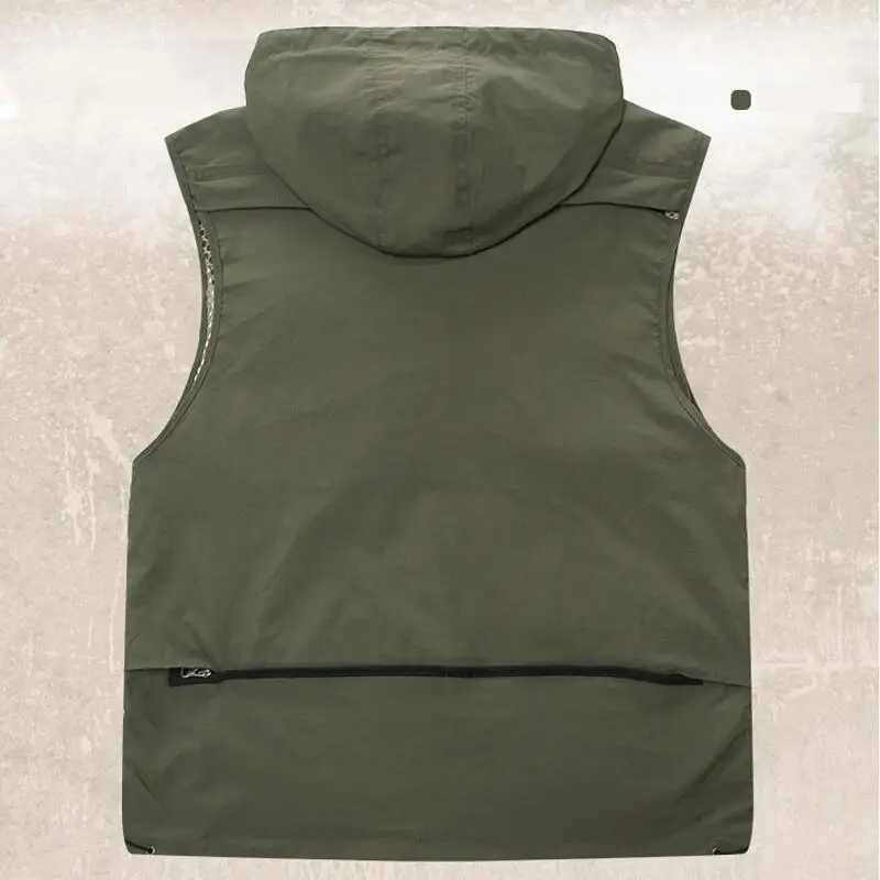 Quick Dry Multi-pocket Photography Fishing Vest Men Advertising Tourism Hunting Breathable Cap Detachable Hiking Camping | Мужская