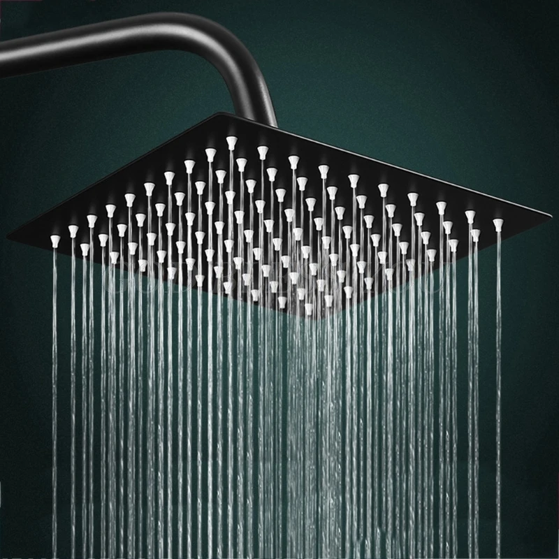 

8/10/12 Inches Square/Round Showerhead Stainless Steel Black Ultrathin Bathroom Top Spray Shower Head Shower Room Accessories