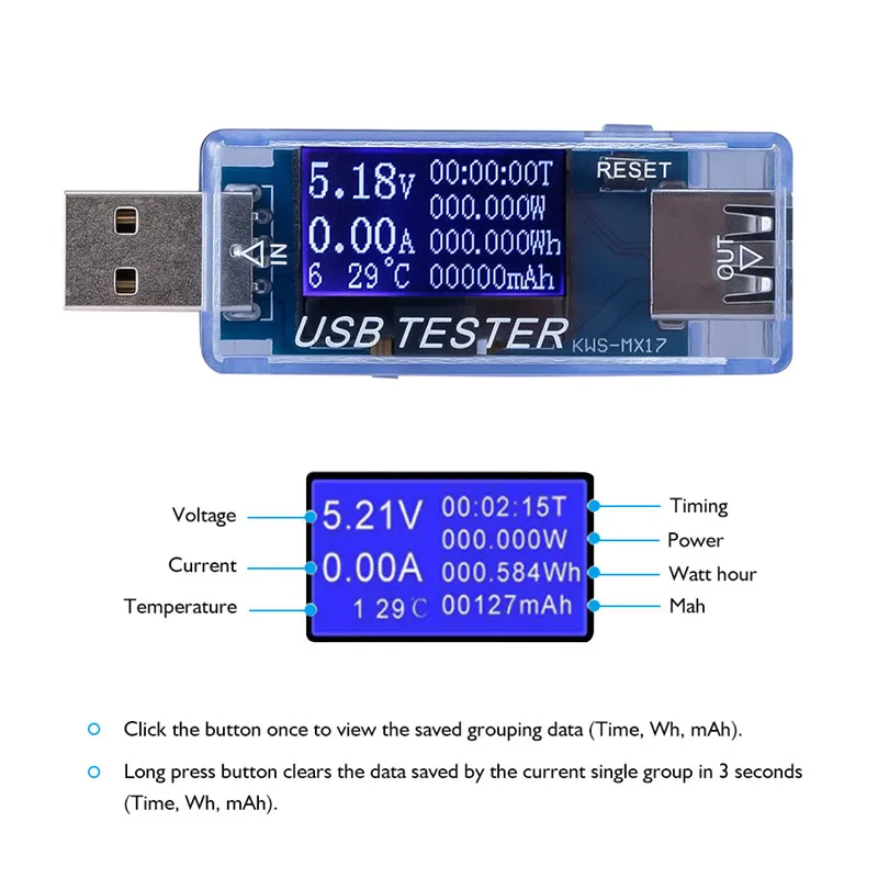 8 в 1 USB Ток Напряжение тестер емкости Цифровой вольтметр Voltimetro мобильный детектор