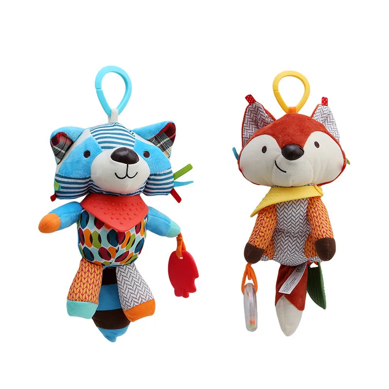 Детские мягкие погремушки в виде животных для кроватки детской коляски