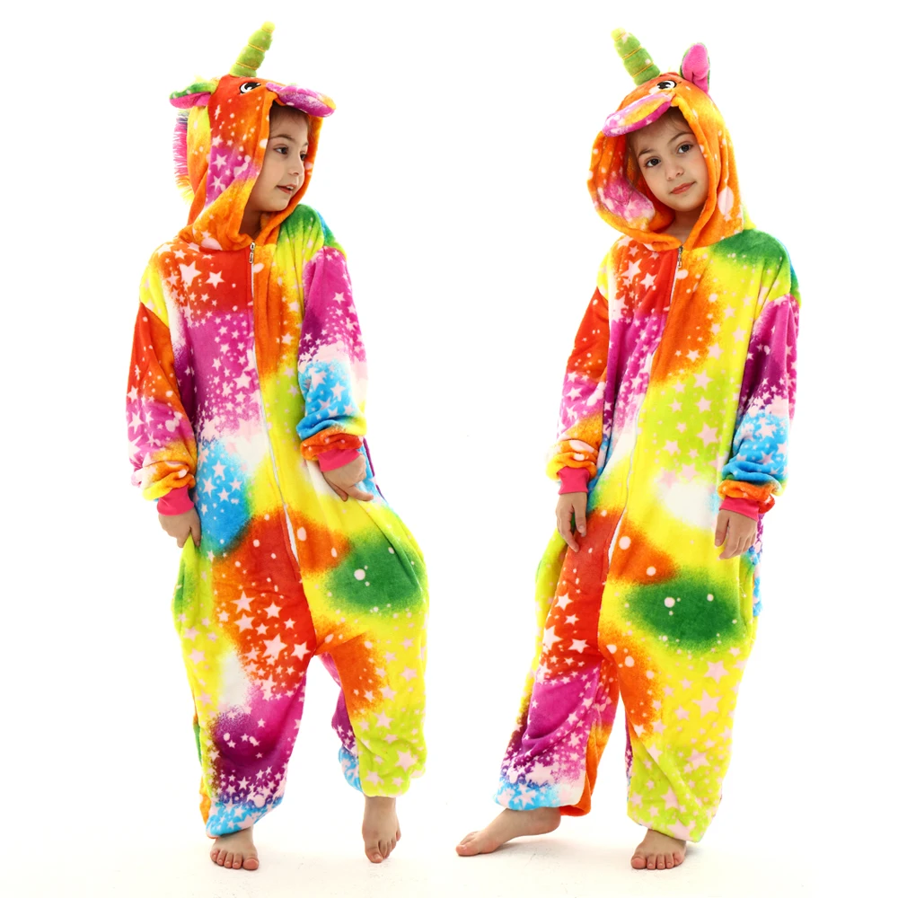 Newest Animal Unicorn Pajamas Kids Winter Sleepwear Kigurumi Unicornio Pyjamas Boys Girls Onesie Anime Costumes Jumpsuit |