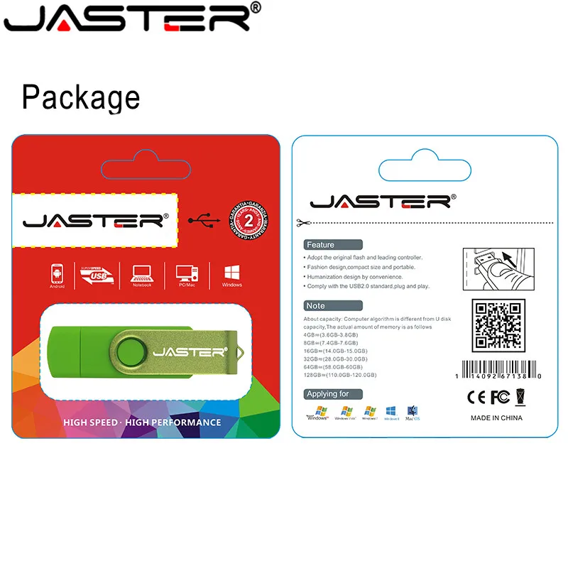

JASTER Best OTG USB 2.0 Flash Drive cle usb 2.0 stick 4GB 8GB 16GB 32GB 64GB pen drive Smartphone Pendrive