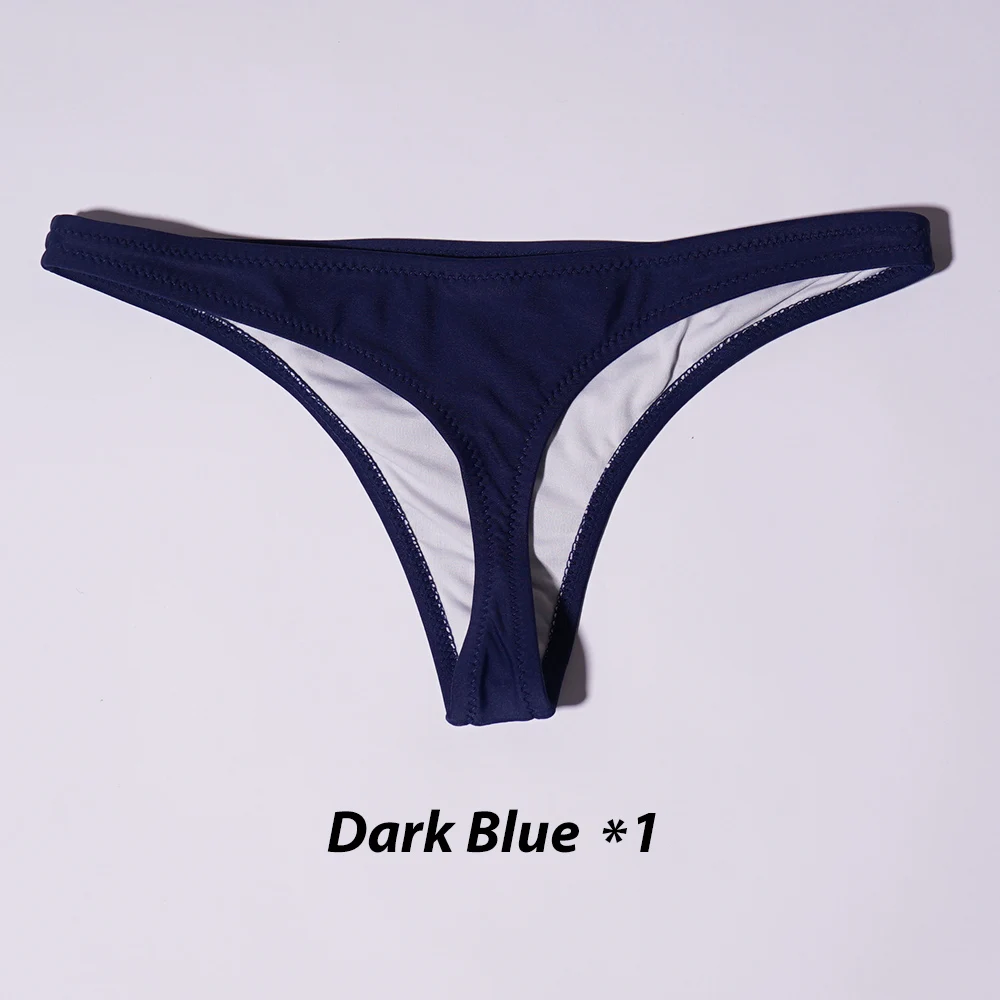 Navy Blue Распродажа Lunamy сексуальные купальники, бикини Для женщин дна однотонный Цвет бикини Трусы-стринги бразильские купальные трусики - Цвет: Navy Blue