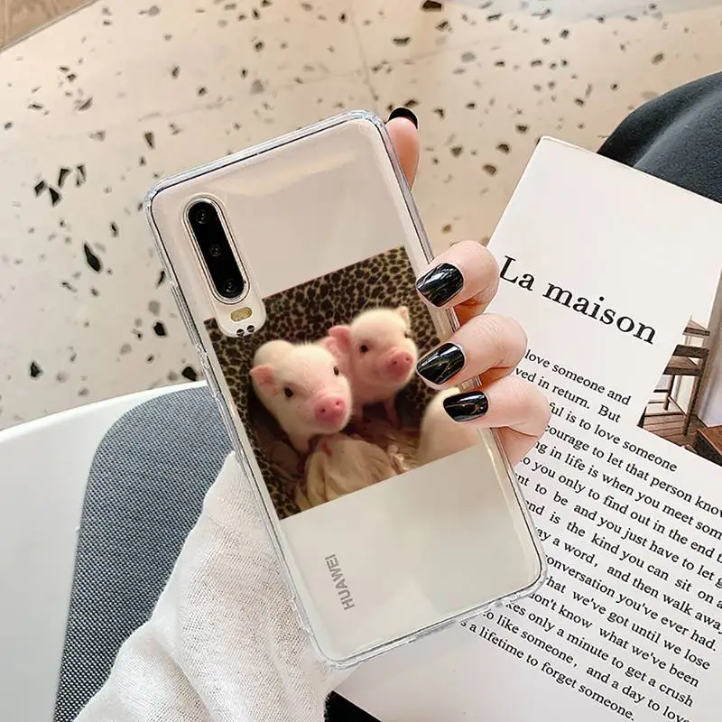 

Cute pink pig pet Phone Case Transparent for Samsung A71 S9 10 20 HUAWEI p30 40 honor 10i 8x xiaomi note 8 Pro 10t 11