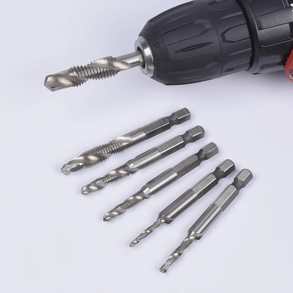 Toolour 6 шт./компл. 1/4 ''hex HSS высокая Скорость Сталь нить спираль винтовой M3 M4 M5 M6 M8 M10 метрики композитный коснитесь Сверло по дереву водопроводной воды