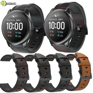 Ремешок для часов, кожаный, для haylou solar ls05, быстросъемный ремешок 22 мм, браслет для Huawei Honor Magic Watch 2 46 мм