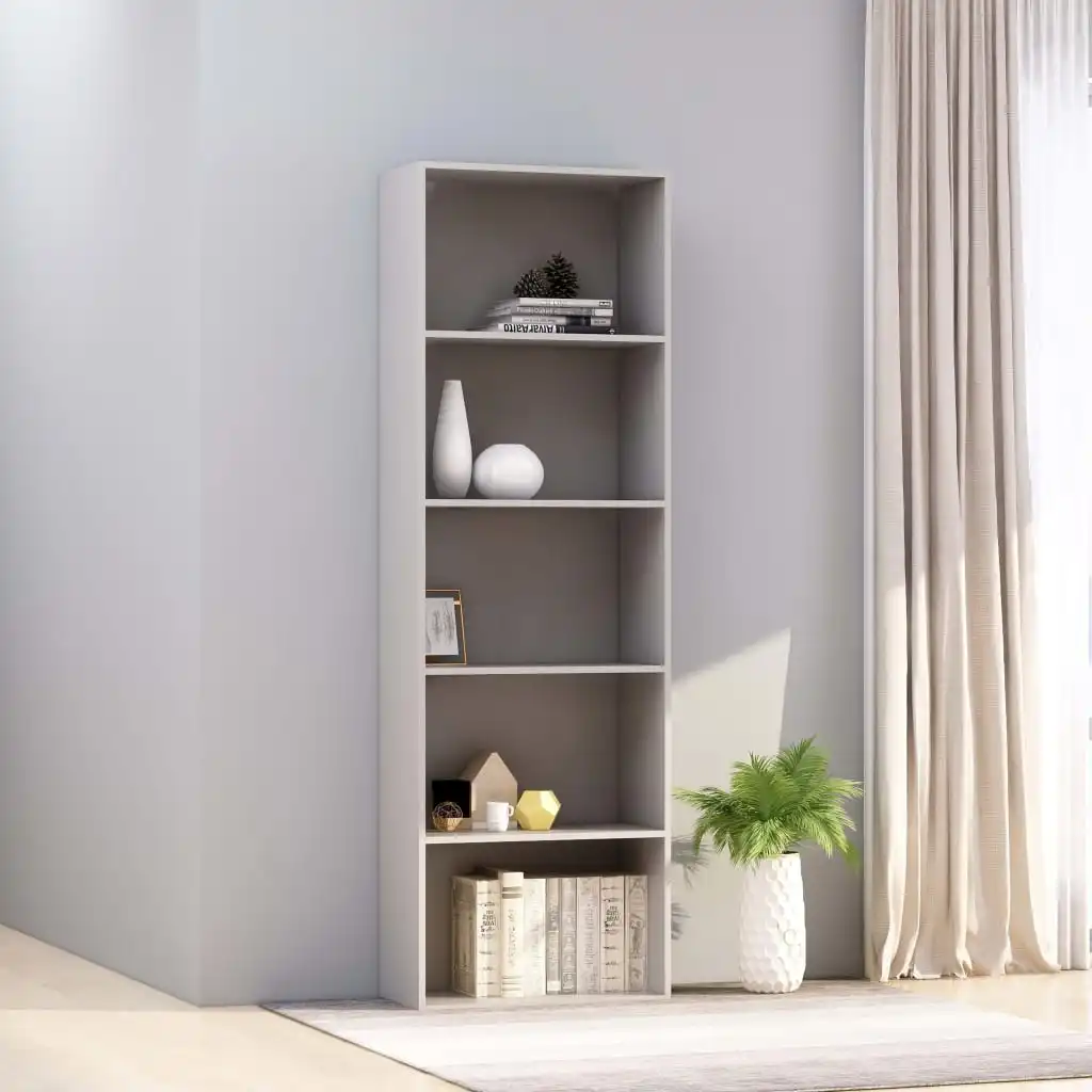 

5-Tier Book Cabinet Gray 23.6"x11.8"x74.4" Chipboard