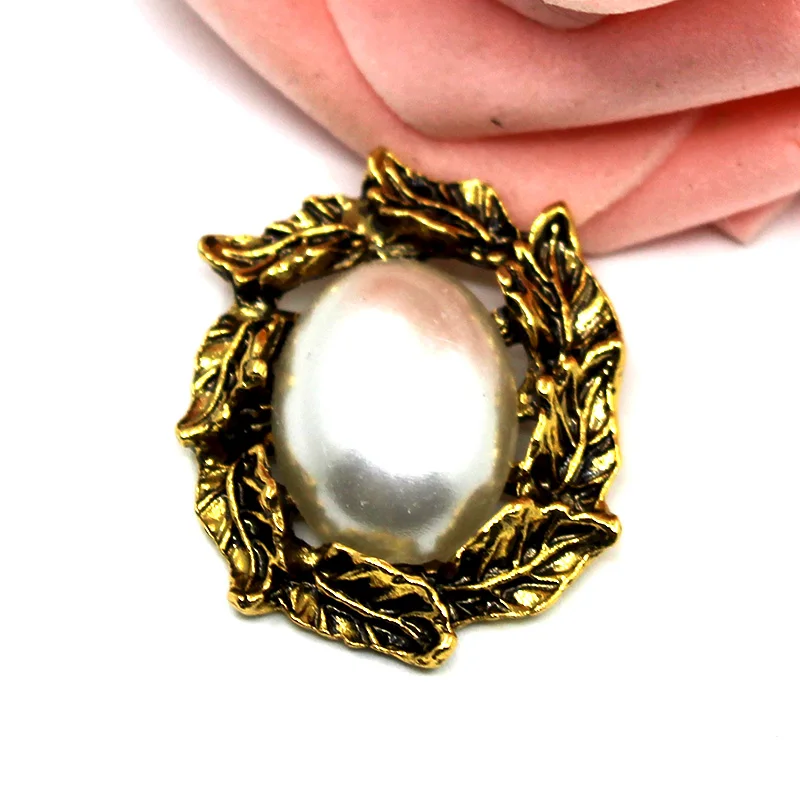 10 шт. Овальный серебристо золотистые металлические застёжки с перламутровыми