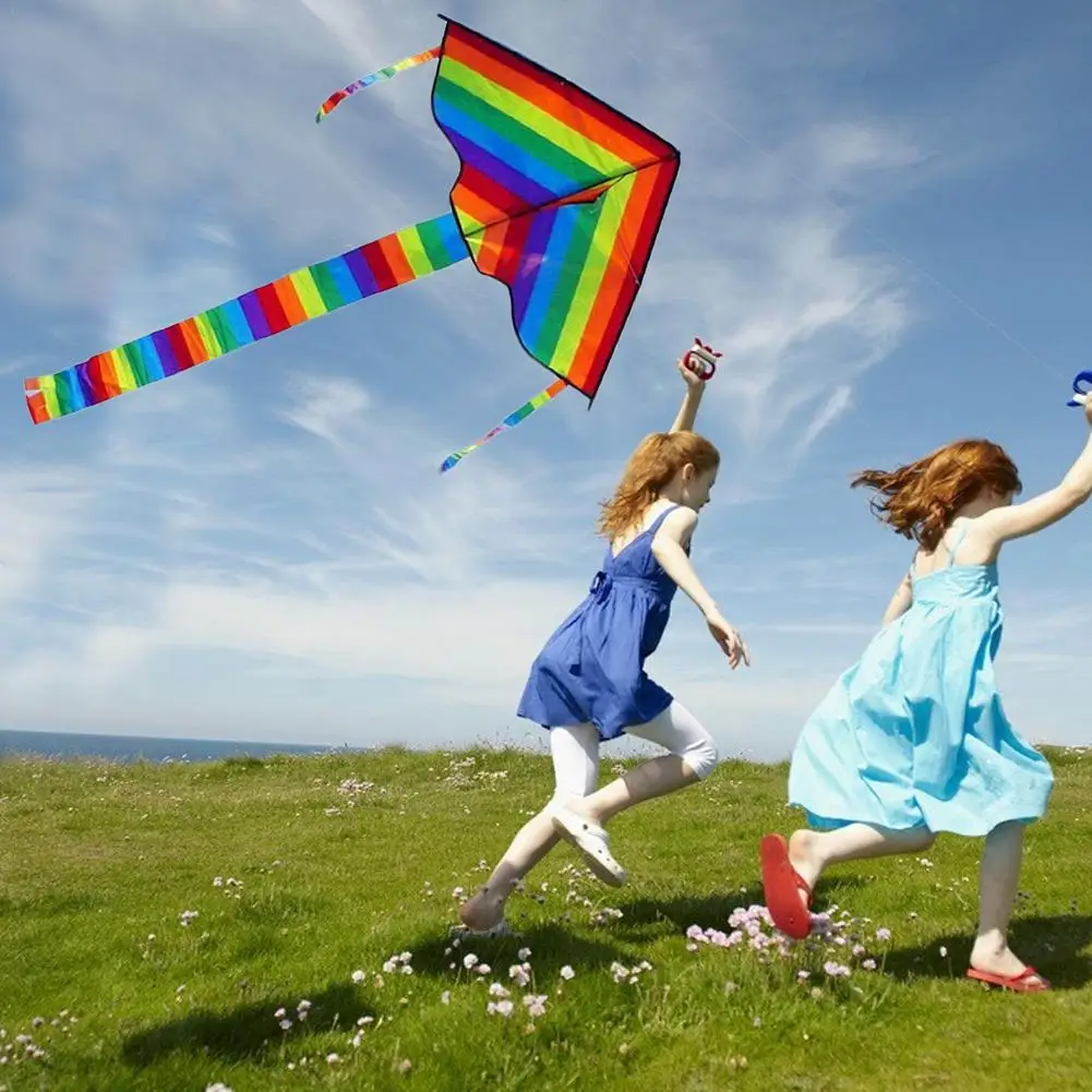 

Cute Rainbow Kite Long Tail Nylon Outdoor Kites Flying For Children 30m Kite With Toys Line Kite Kids Surf P5K6