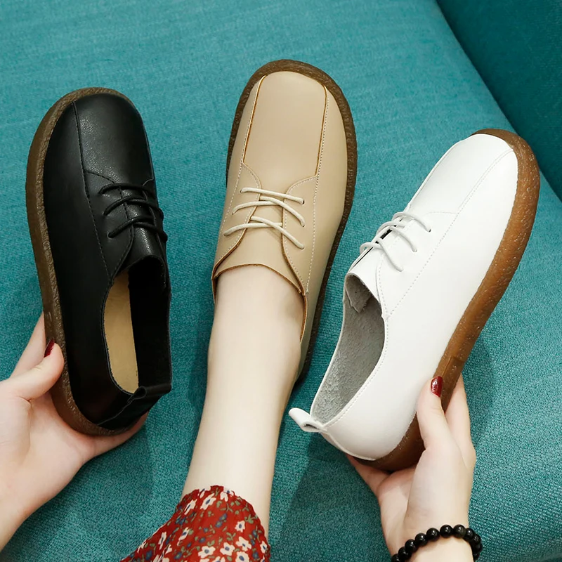 

Plus Size Casual Shoes Woman New Fashion Oxfords Women Shoes Woman Leather Lace Up Rubber Platform Ladies Shoes Sapato Feminino
