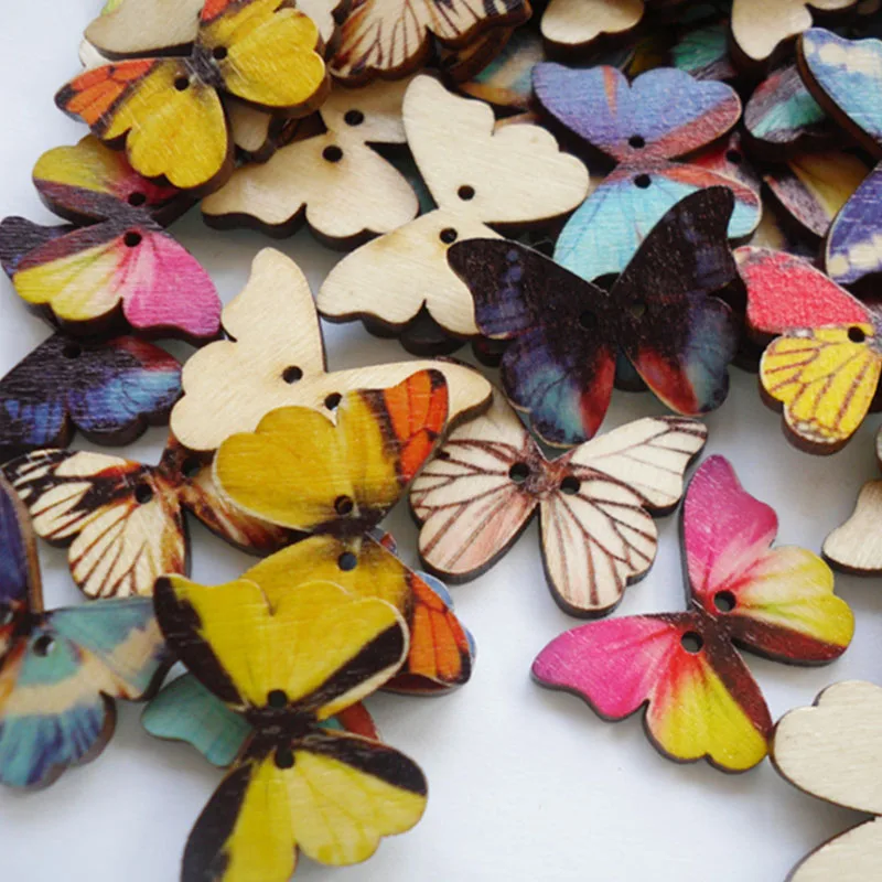 50 фотоблесток кнопка сделай сам разноцветная Смешанная бабочка лазерная резка