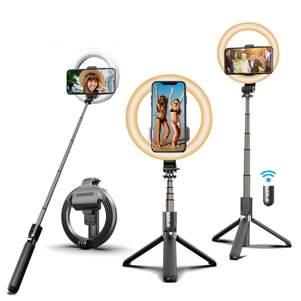 

Bluetooth selfie stick multi-function mobile phone live broadcast fill light LED ring integrated bracket tripod for phone camera