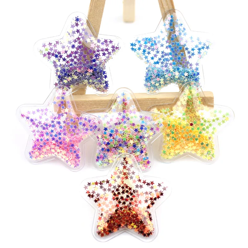 12 шт. 5 см ПВХ звезда прозрачные Bling bling Star струящиеся аппликации для детей BB зажим