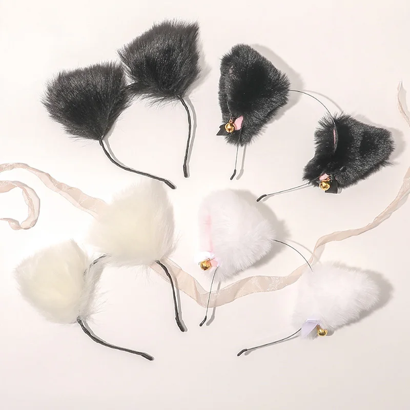 

Красивый маскарадный головной убор с кошачьими ушками на Хэллоуин Косплей кошачьи уши аниме костюм для вечеринки головной убор с колокольч...